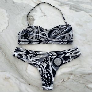 EMILIO PUCCI BLACK WHITE GRAY BIKINI SIZE IT 42 / US 8